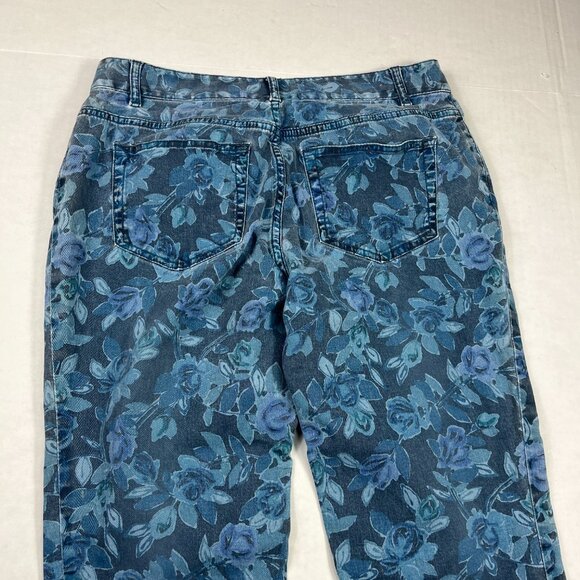 J.Jill Slim Fit Jeans Floral Botanical Denim Feminine Straight Leg Stretch 4P - Picture 14 of 15